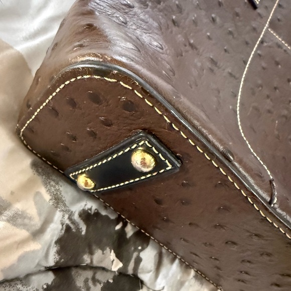 Dooney & Bourke Dark Brown Ostrich Leather Shoulder Bag - Picture 14 of 16